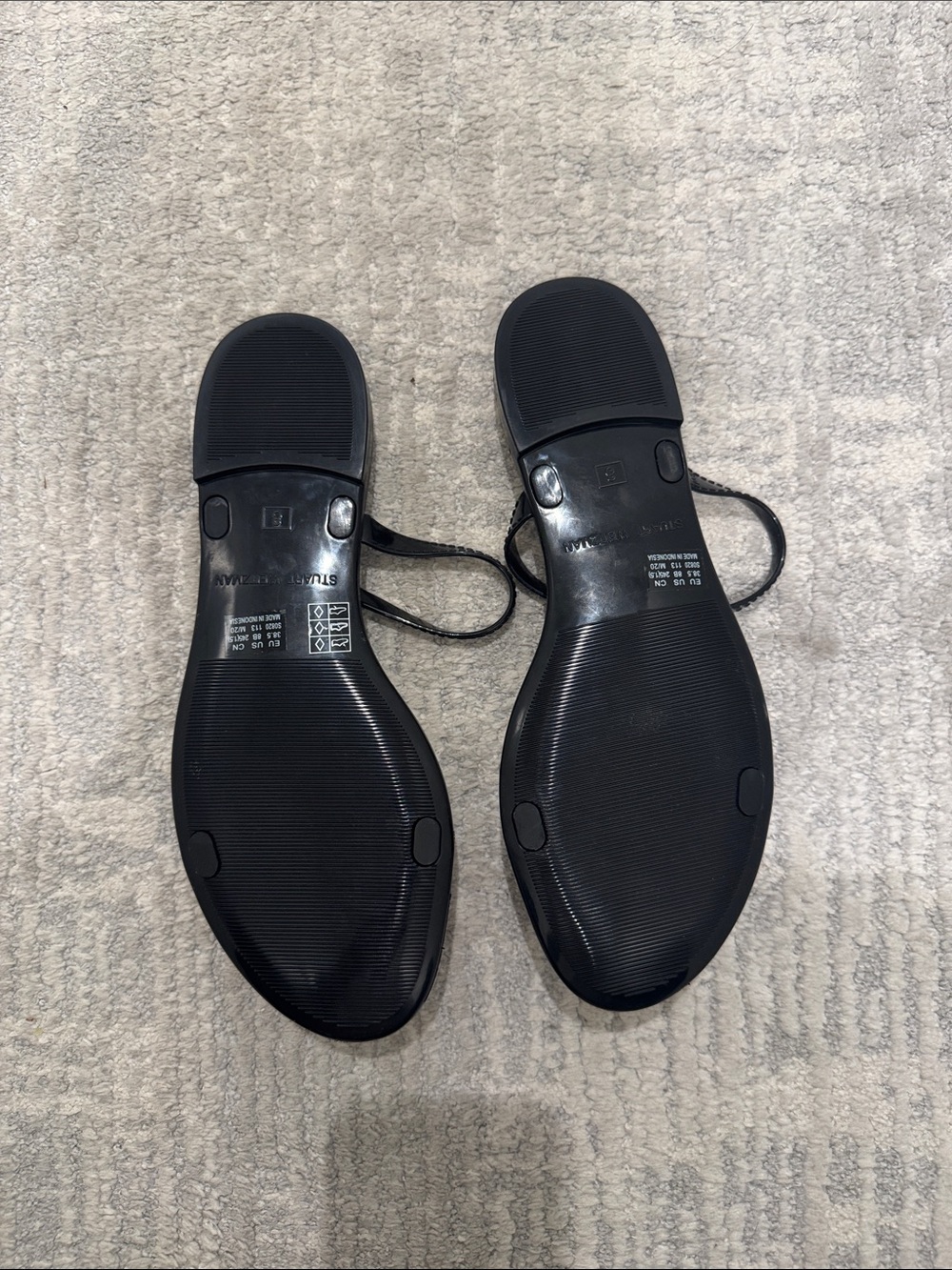 Stuart Weitzman Glossy Black Jelly Slide Sandals - Picture 2 of 2